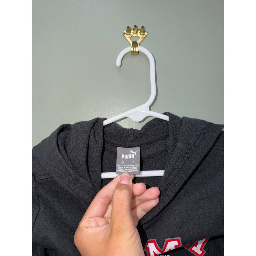 Puma Kids Black Logo Hoodie Youth Size 5 Pullover Sweatshirt - Picture 3 of 4